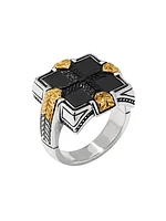 Laconia Sterling Silver, 18K Yellow Gold & Onyx Ring