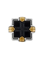 Laconia Sterling Silver, 18K Yellow Gold & Onyx Ring
