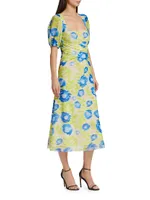 Crisscross Mesh Midi-Dress