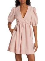 Flared Puff-Sleeve Minidress