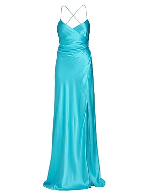 Draped Silk Wrap Gown