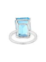 14K White Gold, Blue Topaz & 0.13 TCW Diamond Ring
