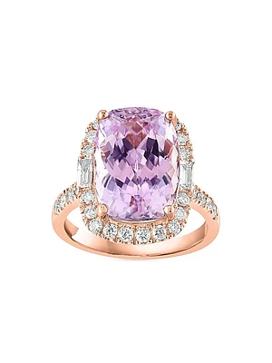 14K Rose Gold, Kunzite & 0.86 TCW Diamond Ring