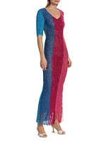 Colorblocked Crocheted Maxi Dress