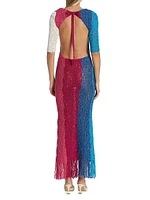 Colorblocked Crocheted Maxi Dress