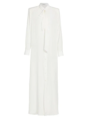 Scarf Neck Silk Maxi Dress