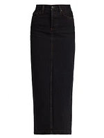 Cotton Denim Midi-Skirt