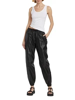 Leather Utility Jogger Pants