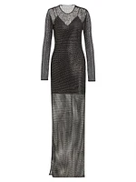 Sheer Long-Sleeve Hot-Fix Gown