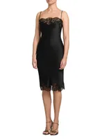 Lace-Trim Satin Dress