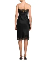 Lace-Trim Satin Dress