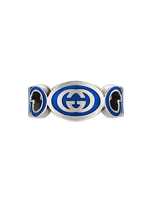 Unisex Sterling Silver Interlocking GG Logo Ring