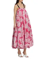 Ayo Palm Bubble-Hem Midi-Dress