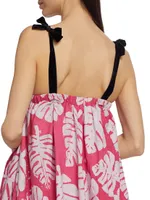 Ayo Palm Bubble-Hem Midi-Dress