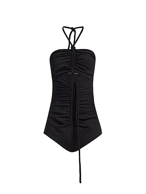 Ruched Halter Bodysuit