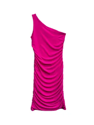 Girl's One-Shoulder Ruched Dress