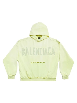Tape Type Ripped Pocket Hoodie