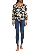 Selena Floral Hammered Satin Blouse