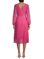 Kelsie Pleated Crepe Chiffon Midi-Dress