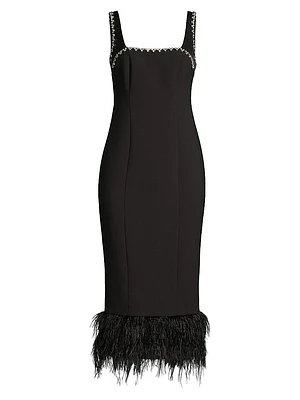 Georgie Feather-Embellished Midi-Dress