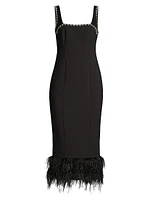 Georgie Feather-Embellished Midi-Dress