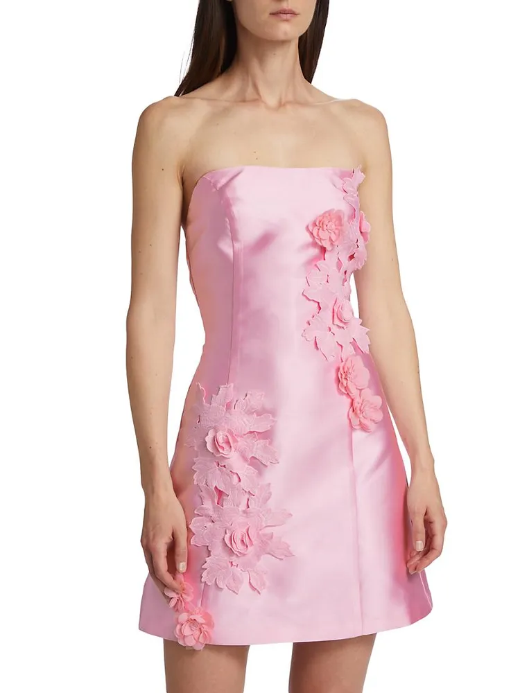 Walter Floral Applique Satin Minidress