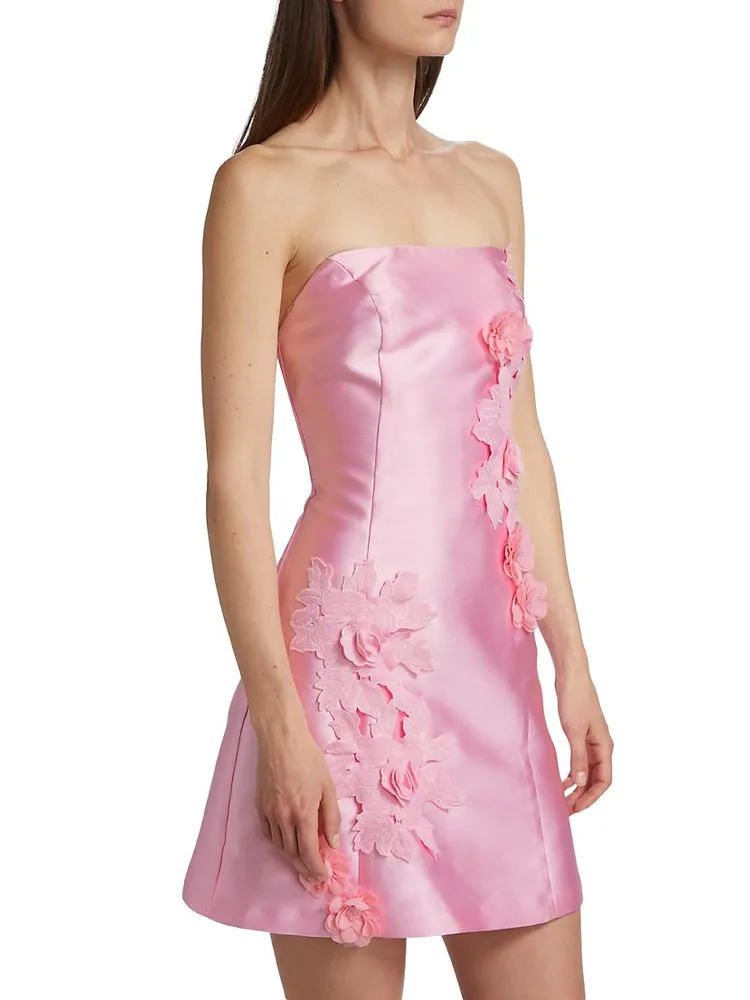 Walter Floral Applique Satin Minidress