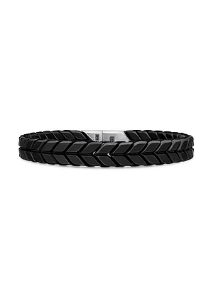 Chevron Woven Bracelet Black Titanium and Nylon, 9mm