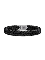 Chevron Woven Bracelet Black Titanium and Nylon, 9mm