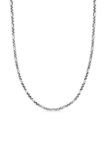 Open Station Box Chain Necklace in Sterling Silver, 3mm