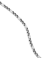 Open Station Box Chain Necklace in Sterling Silver, 3mm