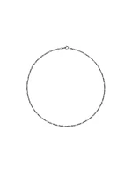 Open Station Box Chain Necklace in Sterling Silver, 3mm
