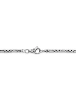 Open Station Box Chain Necklace in Sterling Silver, 3mm