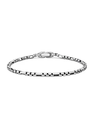 Open Station Box Chain Bracelet Sterling Silver, 3mm
