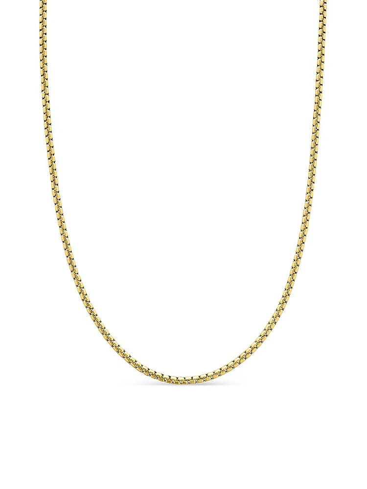 Box Chain Necklace Brushed 18K Yellow Gold