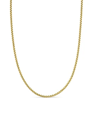 Box Chain Necklace Brushed 18K Yellow Gold