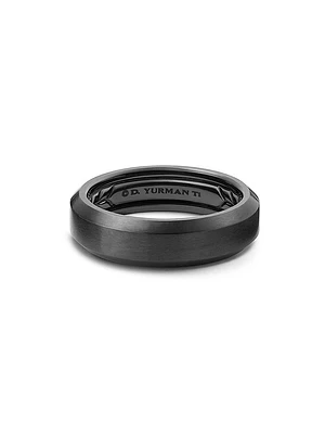 Beveled Band Ring Black Titanium, 6mm