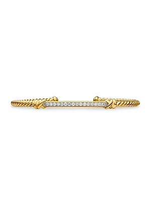 Petite Helena Two Station Wrap Bracelet 18K Yellow Gold with Pavé Diamonds
