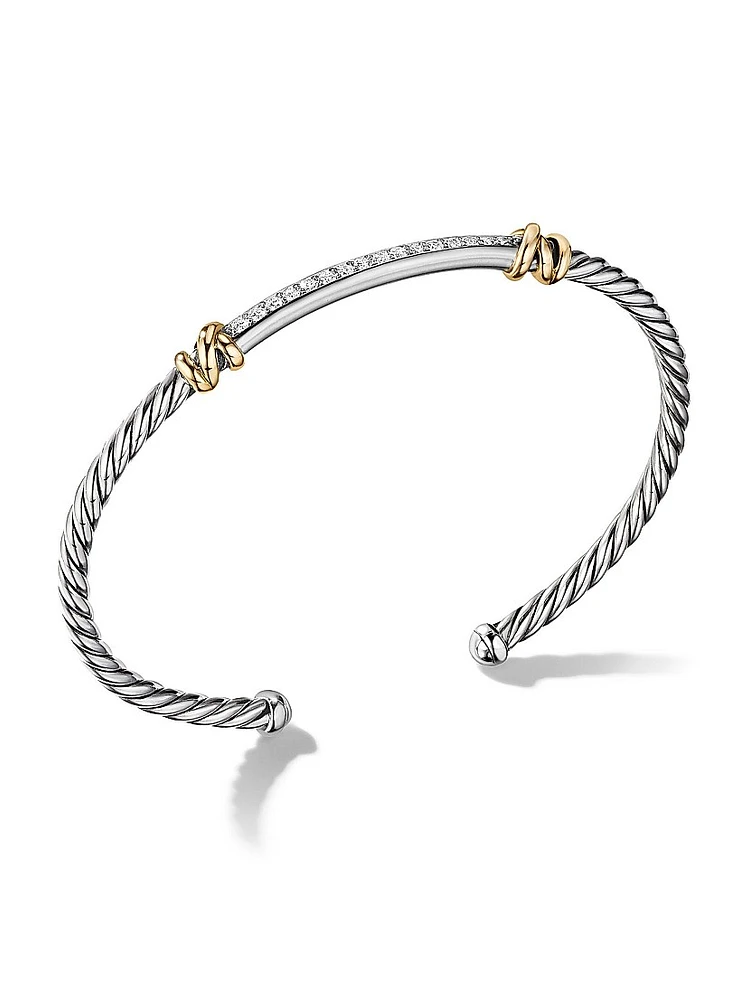 Petite Helena Two Station Wrap Bracelet with 18K Yellow Gold Pavé Diamonds