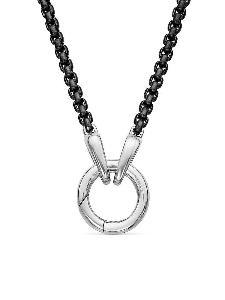 Smooth Amulet Box Chain Necklace Darkened Stainless Steel, 2.7mm
