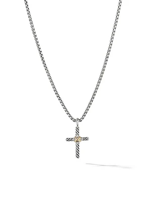 Petite X Cross Necklace with 14K Yellow Gold