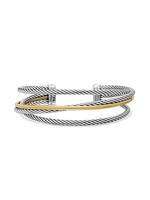 Crossover Three Row Cuff Bracelet 18K Yellow Gold