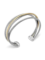 Crossover Three Row Cuff Bracelet 18K Yellow Gold