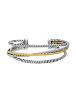 Crossover Three Row Cuff Bracelet 18K Yellow Gold