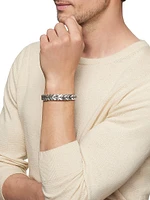 Chevron Woven Bracelet with Pavé Black Diamonds