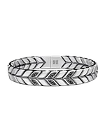 Chevron Woven Bracelet with Pavé Black Diamonds