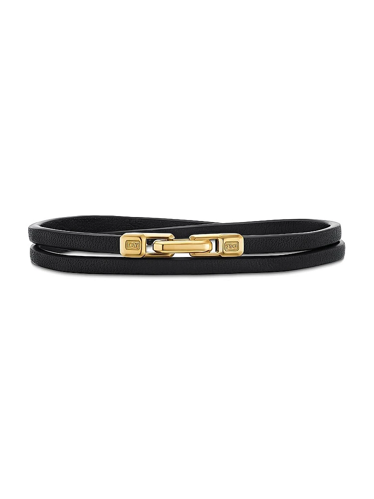 Streamline Double Wrap Bracelet Black Leather