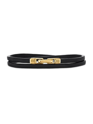 Streamline Double Wrap Bracelet Black Leather