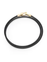 Streamline Double Wrap Bracelet Black Leather