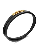 Streamline Double Wrap Bracelet Black Leather